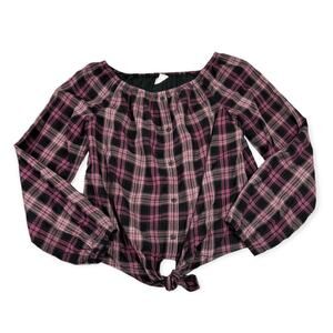 Girls Abercrombie Plaid Knotted Top Size 11/12